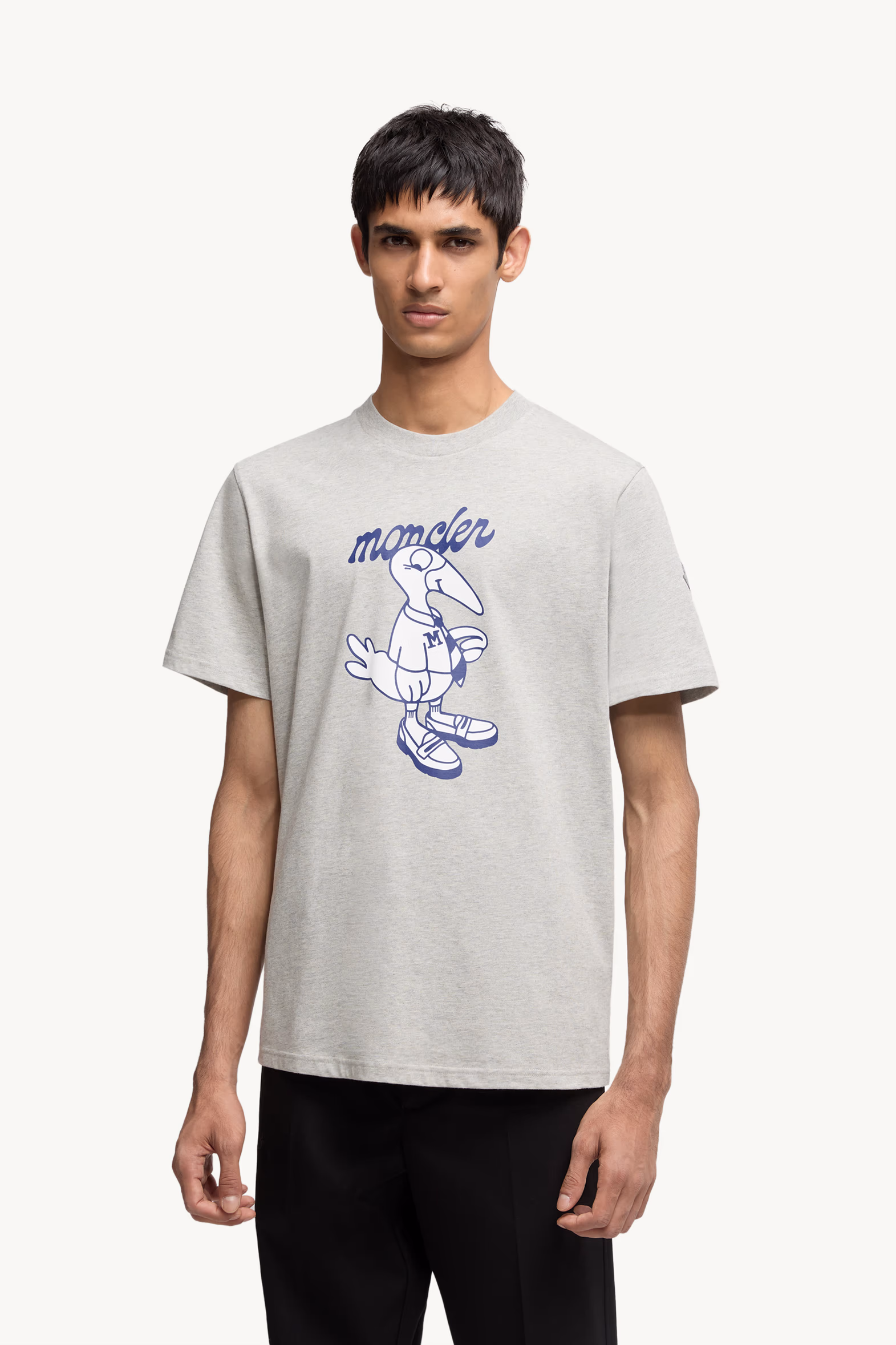 Mascot Logo Cotton T-Shirt Men Grey Moncler 3